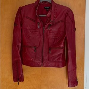 Bebe red leather jacket